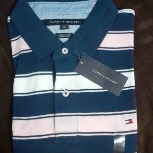 NWT Tommy Hilfiger Blue/Pink Stripped Polo